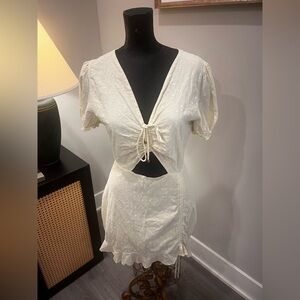 Runaway The Label Ditsy Yellow Lemon Polk-a-dot Party Mini Dress Medium FLAW